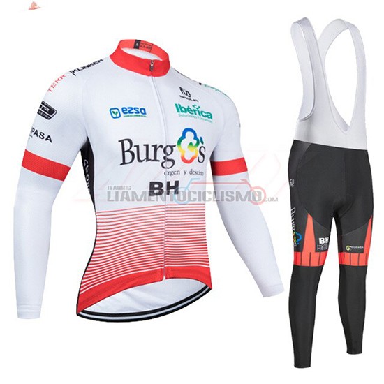 Abbigliamento Ciclismo Burgos BH Manica Lunga 2020 Bianco e Rosso